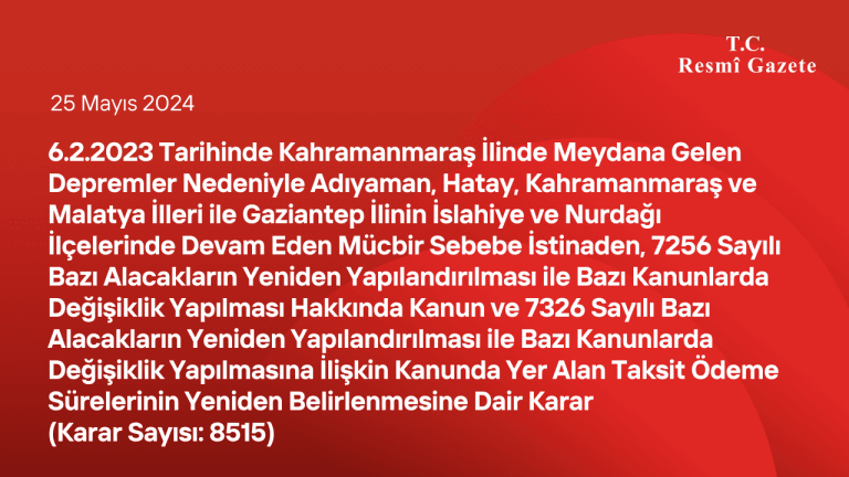 Cumhurbaşkanı karar sayısı 8515