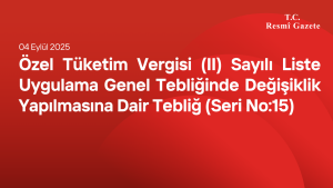Özel Tüketim Vergisi (II) Sayılı Liste Uygulama Genel Tebliğinde Değişiklik Yapılmasına Dair Tebliğ (Seri No:15)